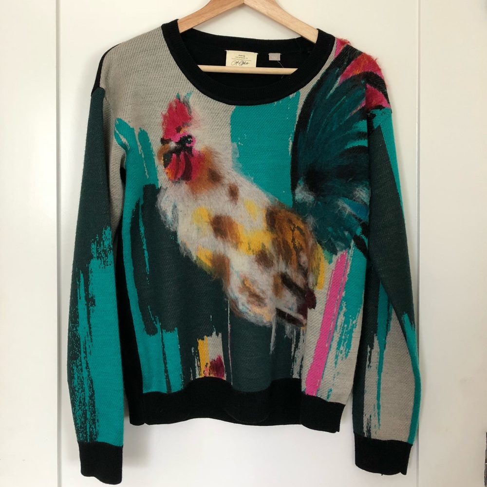 Antropologie textured rooster sweater